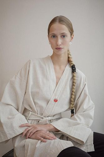 Двусторонняя подвеска Веер "Цветущий сад" с эмалью MS.MARBLE