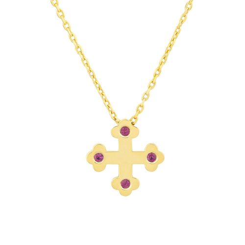 Крест Cross из золота с рубинами AXENOFF