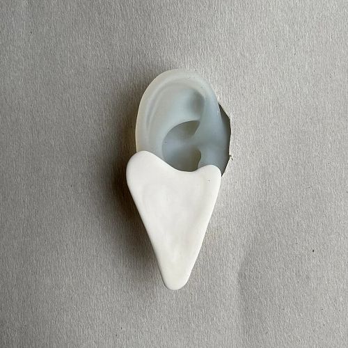 Серьги "Сердца" из фарфора средние, белые RES OBJECTS