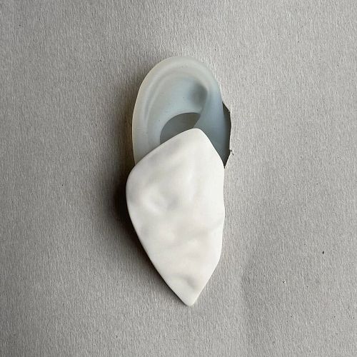 Серьги "Фрагменты" из фарфора большие, белые RES OBJECTS