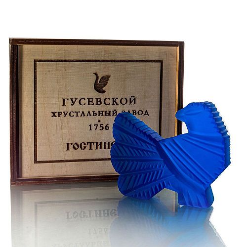 Декоративное изделие "Сокол" (васильковый, матированный) ГУСЕВСКОЙ ХРУСТАЛЬНЫЙ ЗАВОД