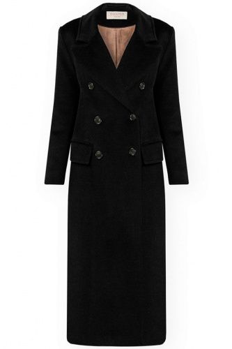 Полуприталенное пальто макси черный трюфель EQ.ONA