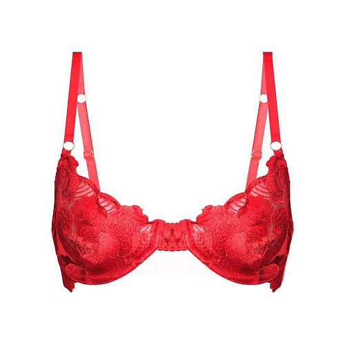 Красный бра "Insomnia / Инсомния" из сетки с вышивкой PURPUR INTIMATES / ПУРПУР ИНТИМЭЙТС