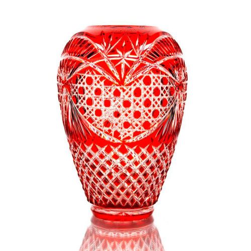 Хрустальная ваза для цветов "Каскад" красная ГУСЕВСКОЙ ХРУСТАЛЬНЫЙ ЗАВОД