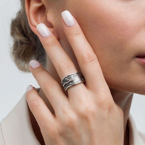 Необычное кольцо "Constancy of time black" THING JEWELRY