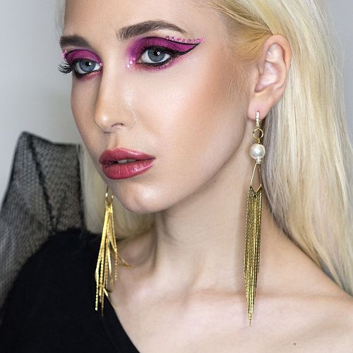 Серьги - кисточки удлиненные позолоченные с жемчугом ANNA SKOROKHODOVA ACCESSORIZE / АННА СКОРОХОДОВА. АКСЕССУАРЫ