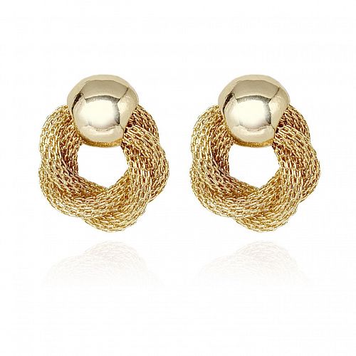 Серьги - гвоздики в винтажном стиле шнур золотые ANNA SKOROKHODOVA ACCESSORIZE / АННА СКОРОХОДОВА. АКСЕССУАРЫ