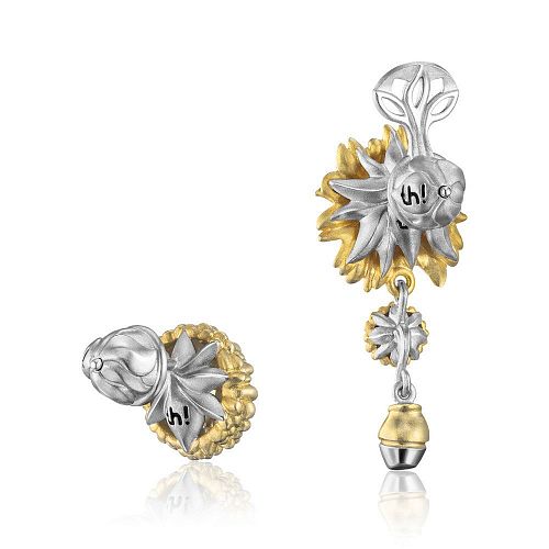 Асимметричные серьги подсолнухи "Van Gogh" THING JEWELRY