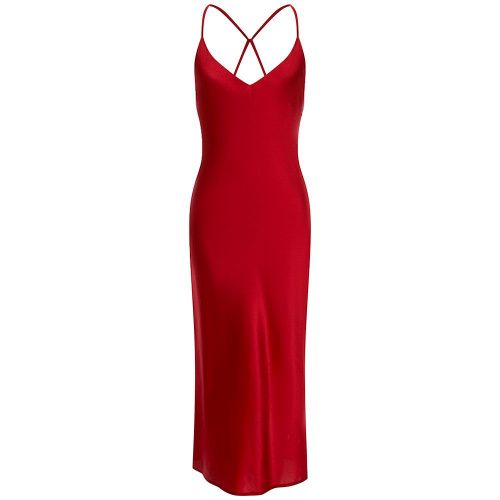 Шелковое платье сорочка красное LA MESHI