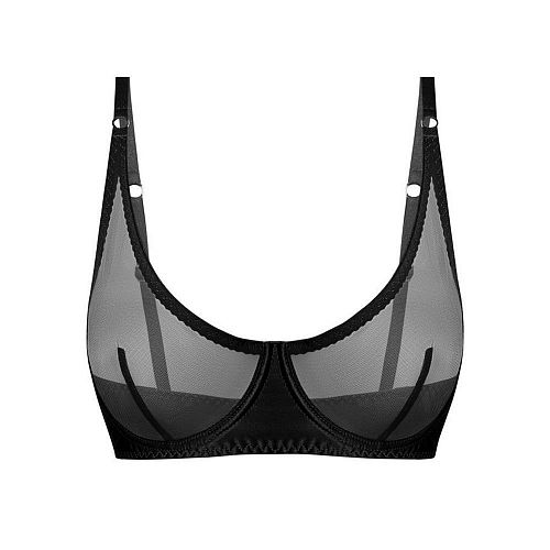 Черный бра "Naomi / Наоми" из сетки и шелка PURPUR INTIMATES / ПУРПУР ИНТИМЭЙТС