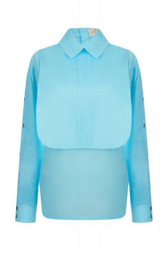 Блуза из батиста с манишкой голубая RIMMA STUDIO MOSCA