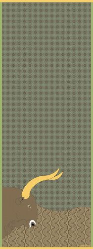 Шарф "Бык" шерсть-кашемир на оливковом фоне KOKOSHA