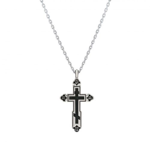 Крест Cross из белого золота с эмалью AXENOFF