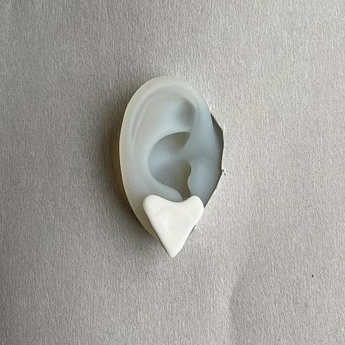 Серьги "Сердца" из фарфора малые белые RES OBJECTS