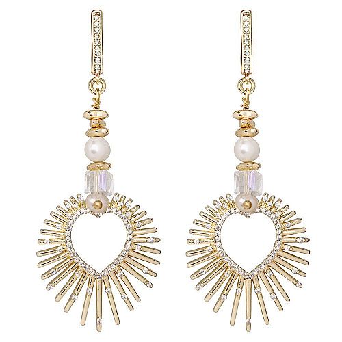 Золотистые серьги - сердца с лучами из кристаллов Swarovski ANNA SKOROKHODOVA ACCESSORIZE / АННА СКОРОХОДОВА. АКСЕССУАРЫ