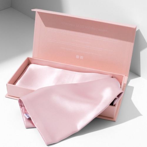 Комплект: шелковая бьюти наволочка, шелковая маска для сна, резинки для волос (розовый) SILK SILK