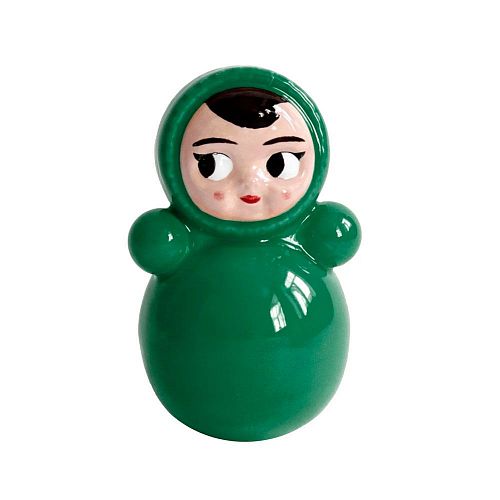 Статуэтка Неваляшка Марта брюнетка изумрудная ASIKNOVA CERAMICS