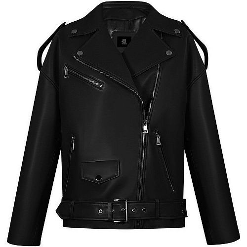 Куртка - косуха из кожи "OverSize Black / Свободный силуэт Черный" NO ESC