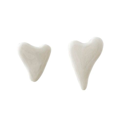 Серьги "Сердца" из фарфора малые белые RES OBJECTS