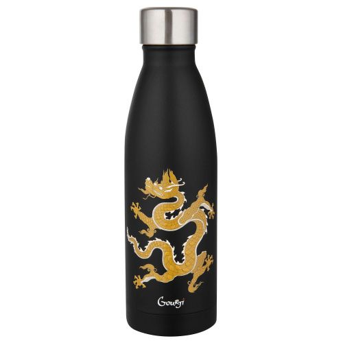 Термобутылка "Дракон" с рельефным изображением черная GOURJI