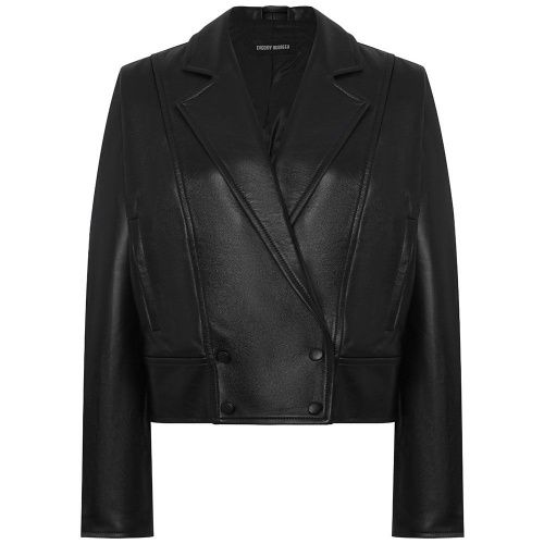 Женская куртка из натуральной кожи с лацканами черная EVGENIY AGUREEV
