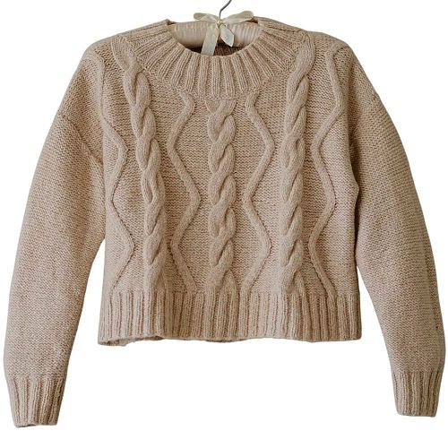 Свитер ручной вязки бежевый светлый LINEN SKY