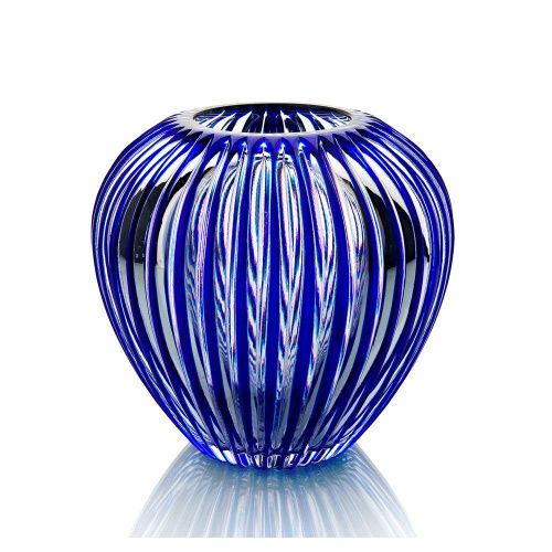 Хрустальная ваза "Каскад" малая синяя ГУСЕВСКОЙ ХРУСТАЛЬНЫЙ ЗАВОД
