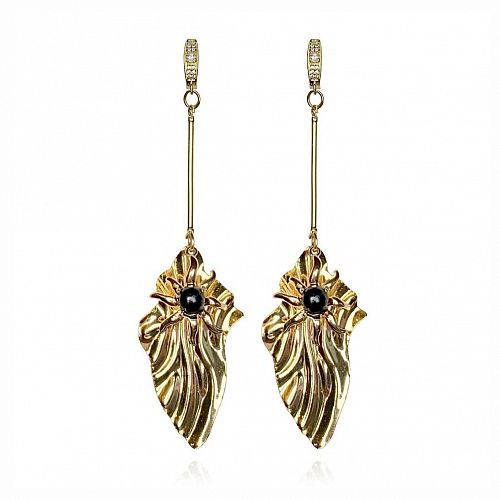 Серьги - цветы удлиненные позолоченные ANNA SKOROKHODOVA ACCESSORIZE / АННА СКОРОХОДОВА. АКСЕССУАРЫ