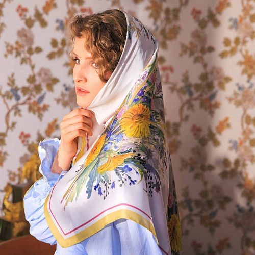 Платок "Dandelions / Одуванчики" шелк RUSSKAYA SKAZKA / РУССКАЯ СКАЗКА