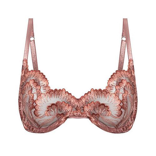 Коричневый бра "Courage / Кураж" из сетки с вышивкой PURPUR INTIMATES / ПУРПУР ИНТИМЭЙТС