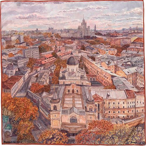 Платок "Ивановская горка" шелк GOURJI