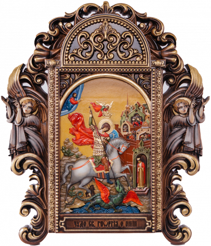 Икона "Георгий Победоносец" из дерева в росписи РИМСКИЙ МАСТЕР