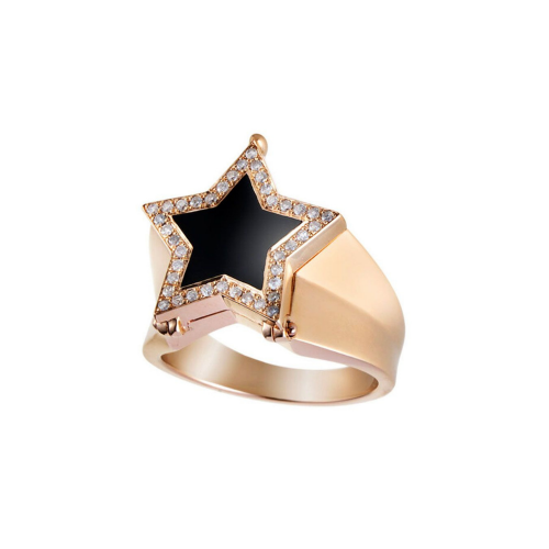 Кольцо "Black Star" с черной эмалью и бриллиантами RUNA