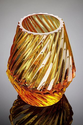Хрустальная ваза для цветов "Монако" низкая янтарная AVDEEV CRYSTAL