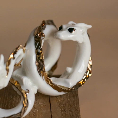 Ёлочная игрушка - символ года Дракон "Хозяин Реки" золотой декор RES OBJECTS