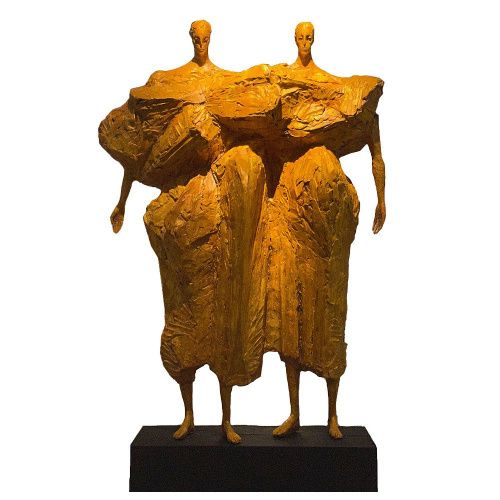 Скульптура "Двое" оранжевая NINO SAMADASHVILI
