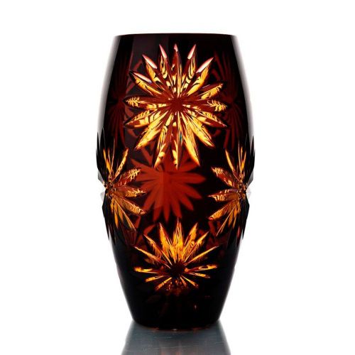 Хрустальная ваза для цветов "Астра" янтарно-фиолетовая ГУСЕВСКОЙ ХРУСТАЛЬНЫЙ ЗАВОД
