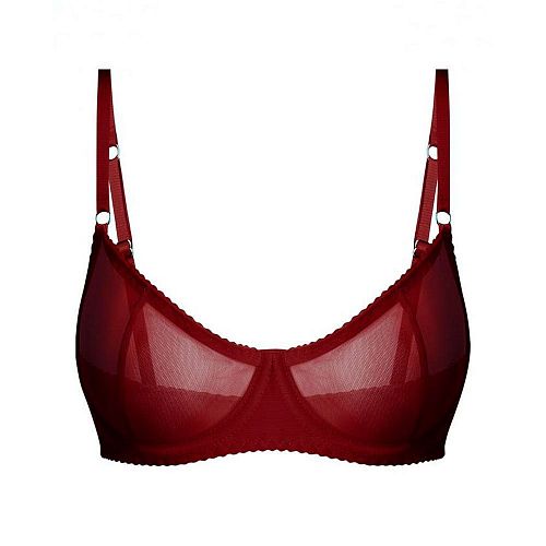 Бордовый бра "Omut / Омут" из сетки PURPUR INTIMATES / ПУРПУР ИНТИМЭЙТС