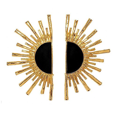 Золотистые серьги - гвоздики с крыльями с чёрной эмалью ANNA SKOROKHODOVA ACCESSORIZE / АННА СКОРОХОДОВА. АКСЕССУАРЫ