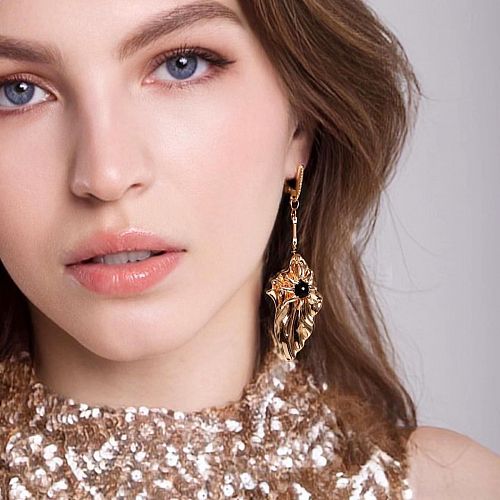 Серьги - цветы удлиненные позолоченные ANNA SKOROKHODOVA ACCESSORIZE / АННА СКОРОХОДОВА. АКСЕССУАРЫ