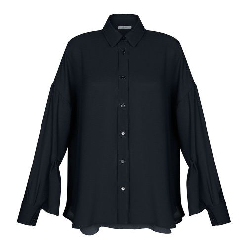 Полупрозрачная объемная рубашка черная SANS MERCI