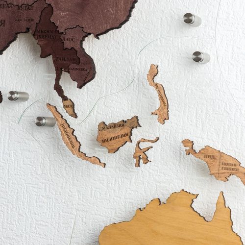 Карта мира многоуровневая CUTWOOD, в интерьере, красивая, объемная