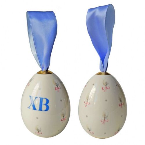 Пасхальное яйцо крупное "Верба" с голубой лентой KLIMENKOFF