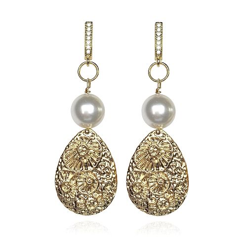Серьги праздничные позолоченные с жемчугом ANNA SKOROKHODOVA ACCESSORIZE / АННА СКОРОХОДОВА. АКСЕССУАРЫ