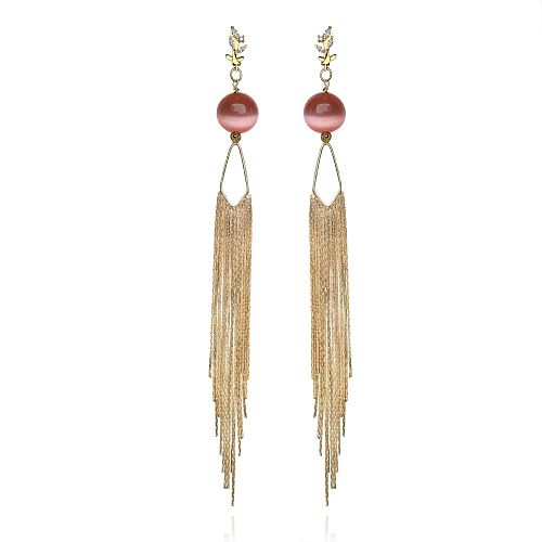 Серьги - кисточки удлиненные с кошачьим глазом ANNA SKOROKHODOVA ACCESSORIZE / АННА СКОРОХОДОВА. АКСЕССУАРЫ
