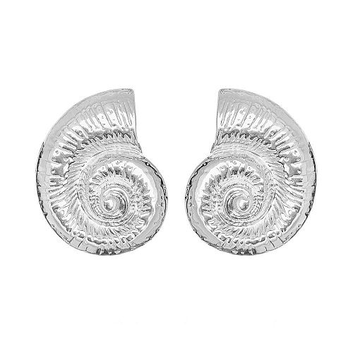 Объемные серебристые серьги - гвоздики с ракушками ANNA SKOROKHODOVA ACCESSORIZE / АННА СКОРОХОДОВА. АКСЕССУАРЫ