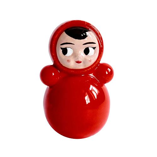 Статуэтка Неваляшка Марта брюнетка алая ASIKNOVA CERAMICS