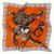 Платок "Тигр и Сороки" шелк на оранжевом фоне KOKOSHA