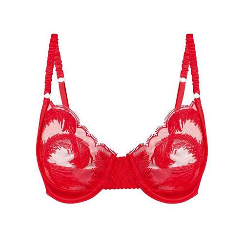 Красный шелковый бра "Blaze / Блейз" с вышивкой PURPUR INTIMATES / ПУРПУР ИНТИМЭЙТС