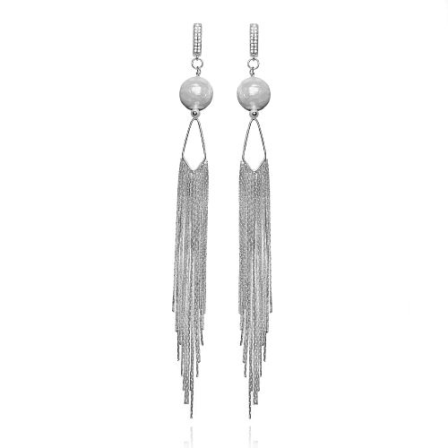Серьги - кисточки удлиненные с жемчугом ANNA SKOROKHODOVA ACCESSORIZE / АННА СКОРОХОДОВА. АКСЕССУАРЫ
